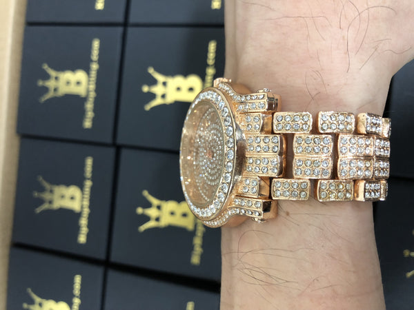 Amazing Bling Bling Rose Gold Hip Hop Watch