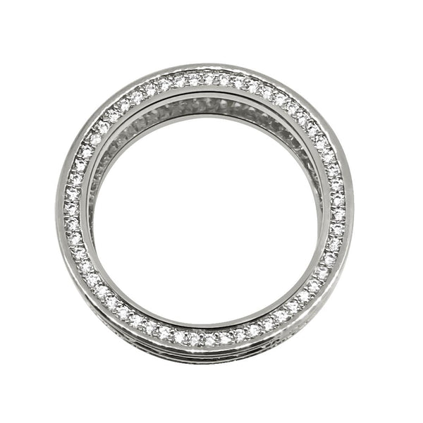 .925 Silver Channel Set 360 Eternity Band Rhodium CZ Bling Ring