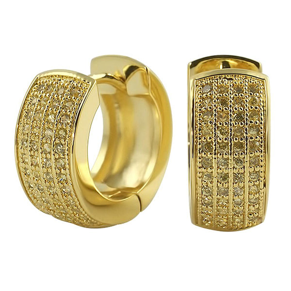 Thick 4 Row Hoops Lemonade CZ Huggie Earrings