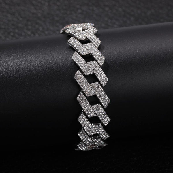 White Gold 20MM Sharp Cuban Bling Bling Chain