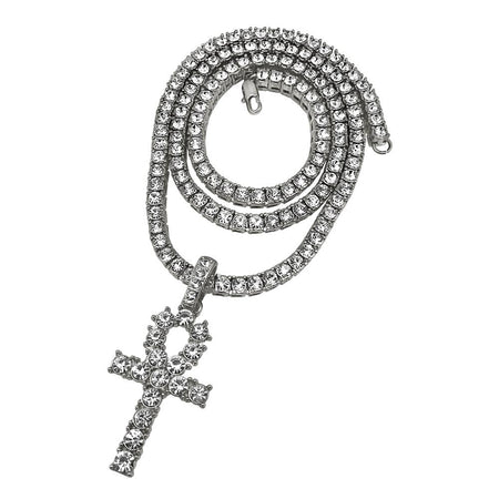 Rhodium Bling Bling Ankh Cross Special
