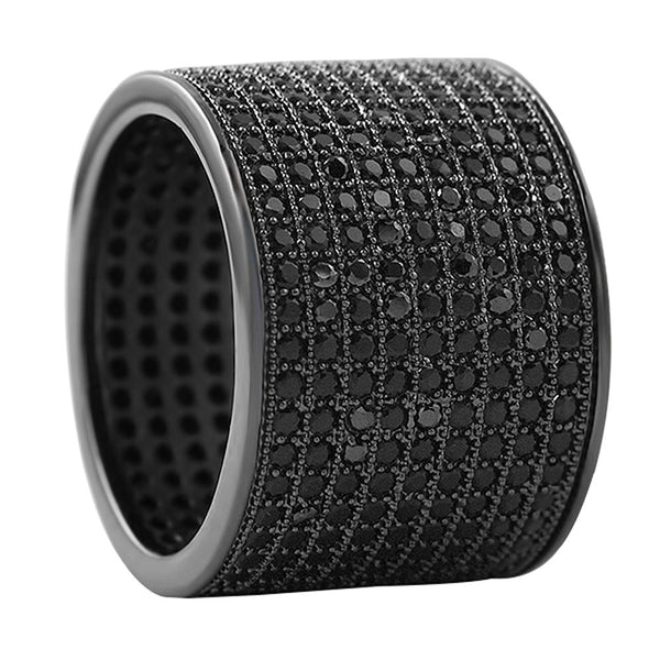 9 Row 360 Eternity Black Bling Bling Ring