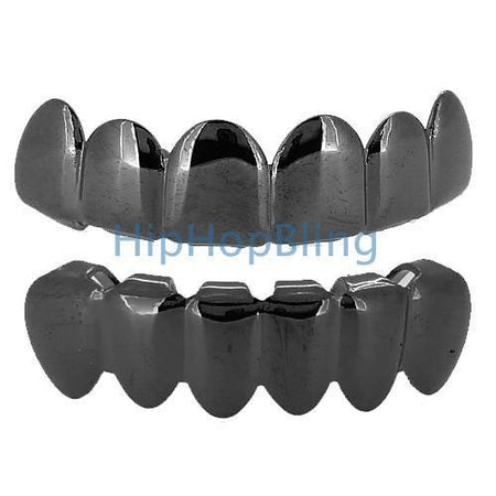 Heart Teeth Silver Grillz Top Bottom Set