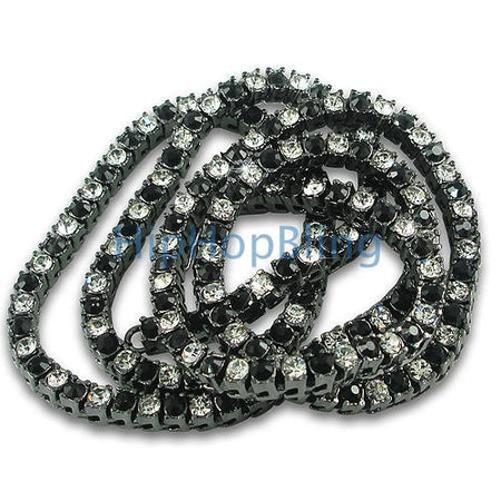 2 Row Black Iced Out Bling Bling Chain