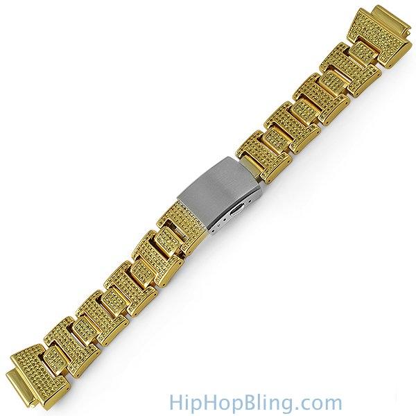 Custom Canary CZ Gold Band for G Shock Watch