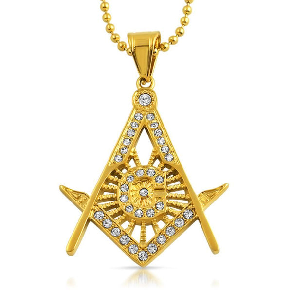 Masonic Pendant Gold Steel