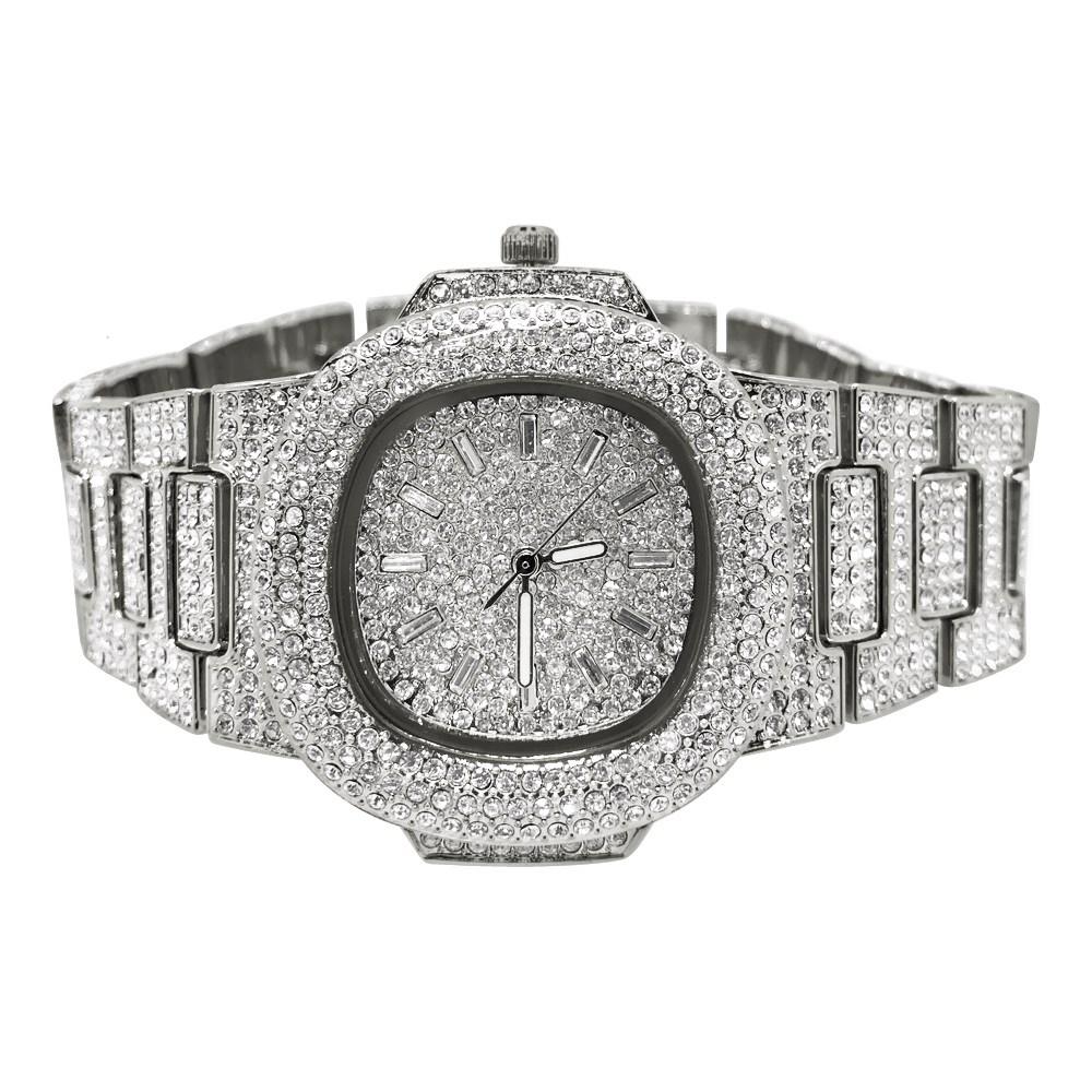 Custom Bling Bling Silver Ice Blizzard Watch