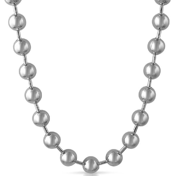 12MM Large Rhodium Bead Chain Necklace