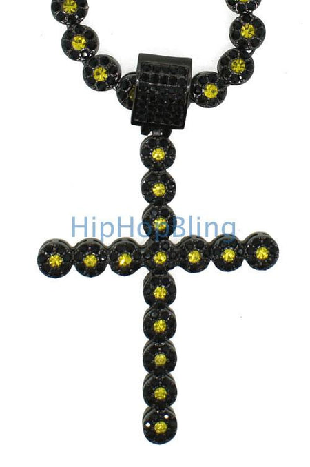 Black Mega Bling Bling Cross & Chain Small