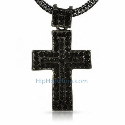 Black and Yellow Cluster Chain Bling Cross Combo