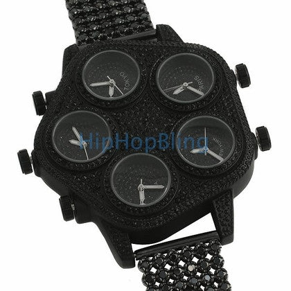 3D 6 Row Bling Watch White Bullet Band