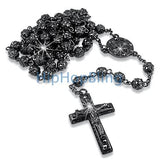 Bling Bling Fully Bling Bead Black Rosary Necklace