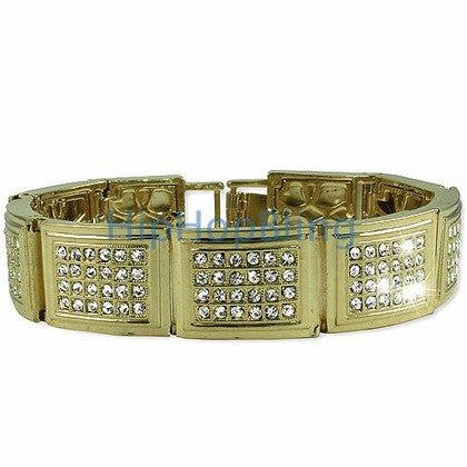 Bold Block Gold Bling Bracelet