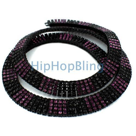 Circle White on Black Medallion & 1 Row Bling Chain Set