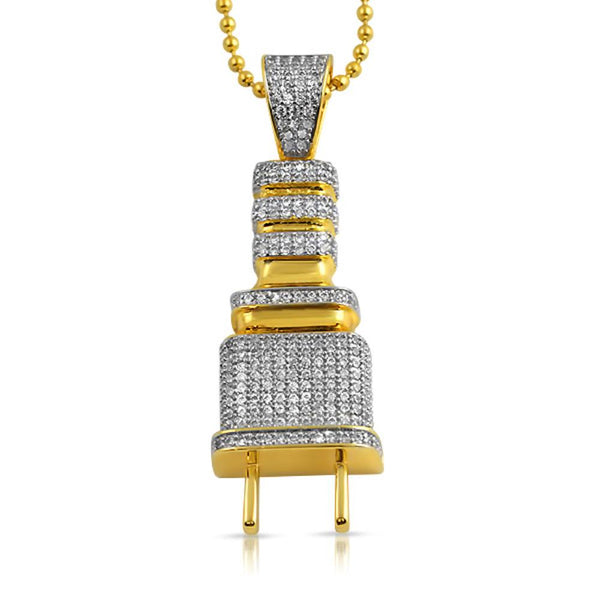 Small Gold Plug CZ Hip Hop Bling Bling Pendant