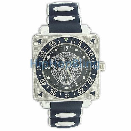 3D 6 Row Bling Watch White Bullet Band