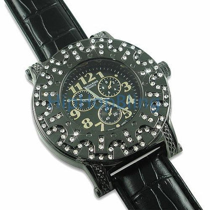 3D 6 Row Bling Watch White Bullet Band