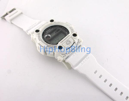 3D 6 Row Bling Watch White Bullet Band
