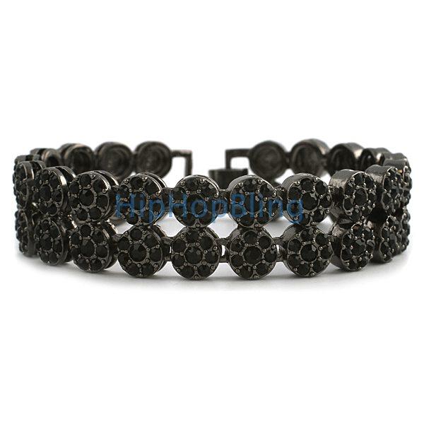 2 Row Cluster Black Bling Bling Bracelet