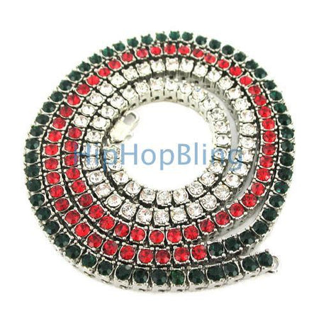 Green & Red 4 Row Bling Chain