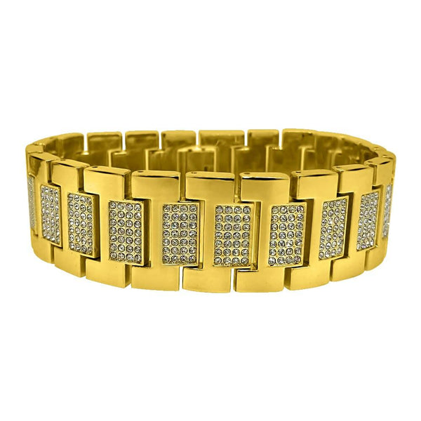 Gold Bling Bling Watch & Bracelet Set Modern Style