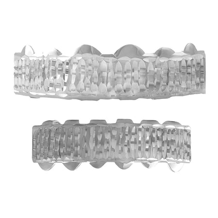 Heart Teeth Silver Grillz Top Bottom Set