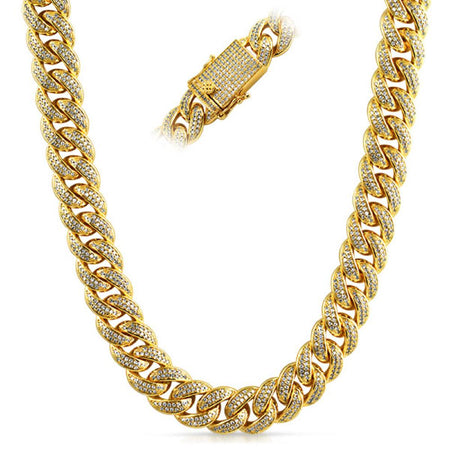 Black & White Segmented Gold Bling Bling Chain