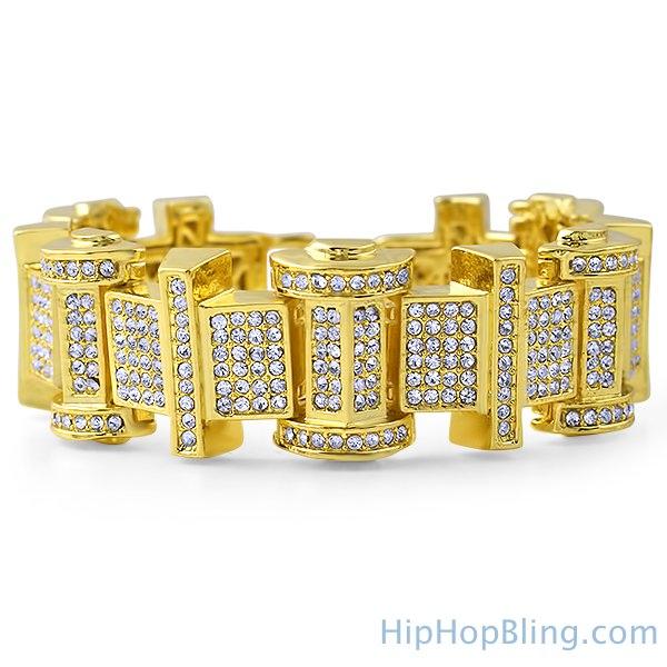 Gold Ice Bar Bling Bling Bracelet