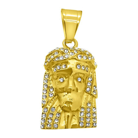 Rose Gold Cuban Crown Micro Jesus Pendant