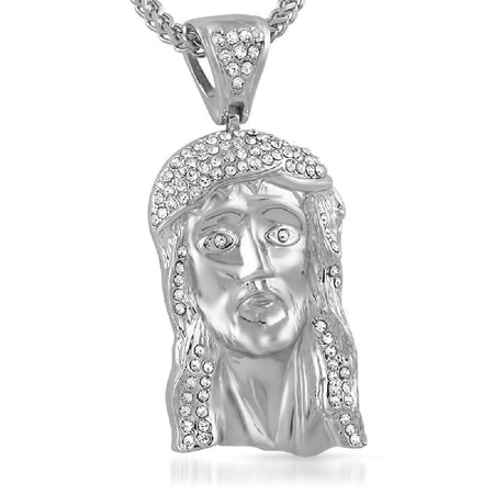 Platinum Jesus Piece Pendant & Chain Small