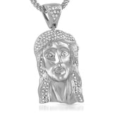 Rhodium Jesus Iced Pendant Detailed Piece