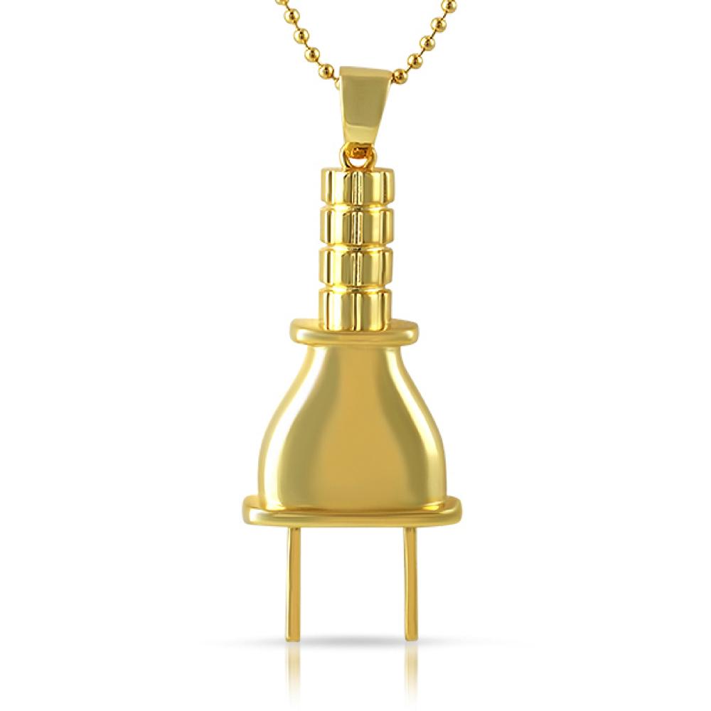 Gold Plug Polished Hip Hop Pendant