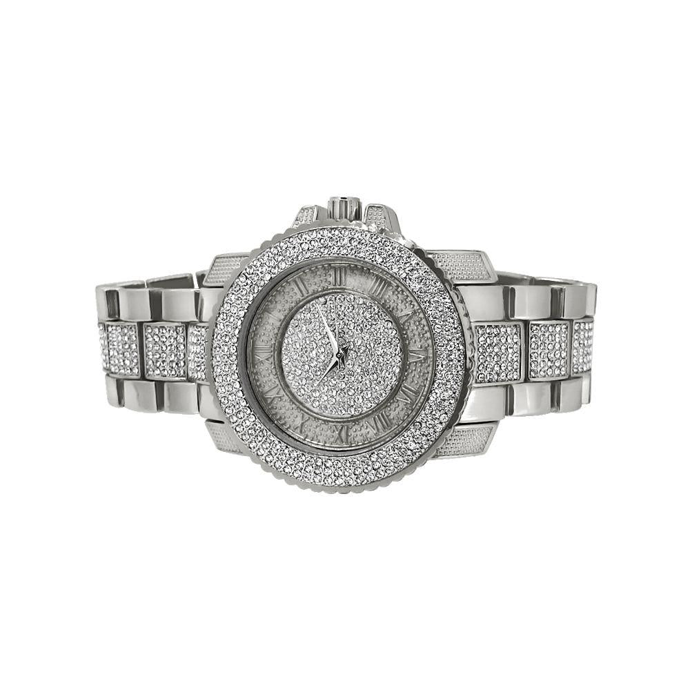 Bling Bling Silver Hip Hop Watch Bracelet Set