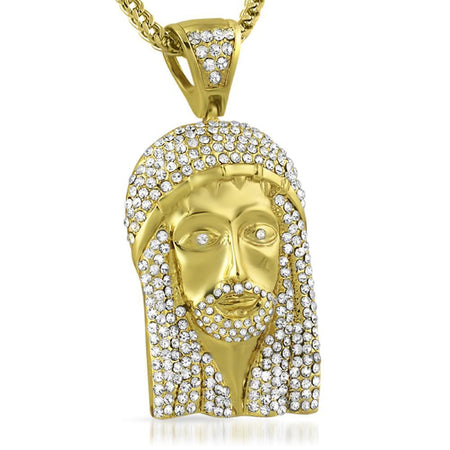 Rose Gold Cuban Crown Micro Jesus Pendant