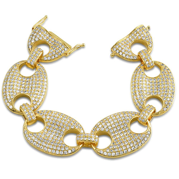 Gold Marine Link CZ Bling Bling Bracelet
