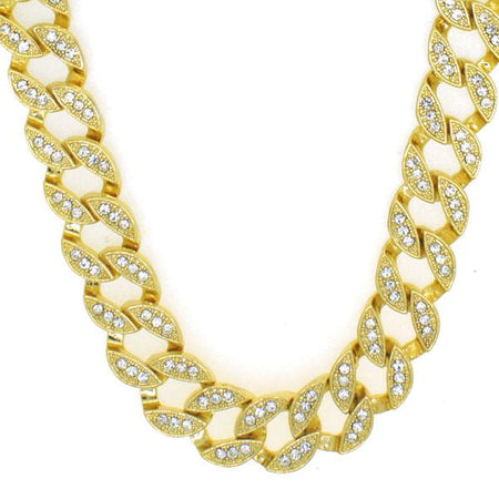 Black & White Segmented Gold Bling Bling Chain