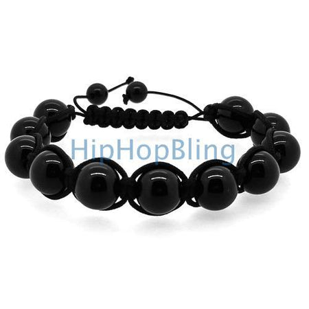 12 Row Iced Out Bracelet Black on Black 600+ Stones