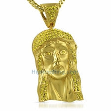 Rose Gold Cuban Crown Micro Jesus Pendant