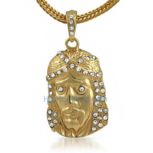 Gold Jesus Piece Pendant & Chain Small
