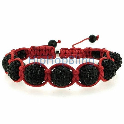Hip Hop Bracelet Alternating Black Bling Disco Ball