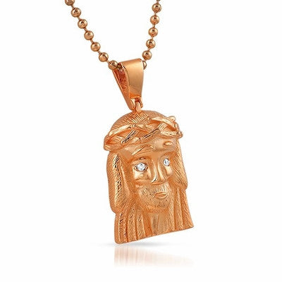 Micro Jesus Clean Rose Gold Pendant