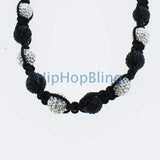 Premium Black & White Disco Ball Necklace Black Rope