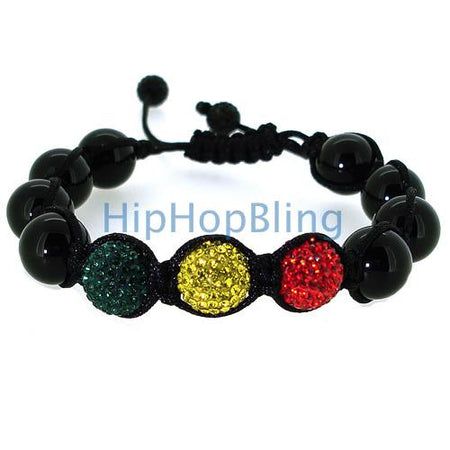 12 Row Hematite Black on Black Hip Hop Bracelet