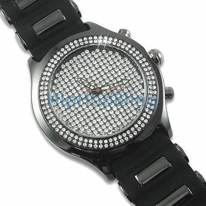 3D 6 Row Bling Watch White Bullet Band
