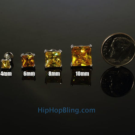 Lemonade 3D Kite Bling Bling CZ Ice Earrings