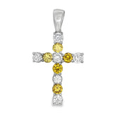 6MM Tennis Cross Yellow & White CZ Iced Out Pendant HipHopBling