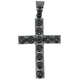 Black Block Cluster Tennis Cross CZ Iced Out Pendant HipHopBling