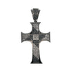 Black Pointy Edges Black White CZ Cross Iced Out Pendant HipHopBling