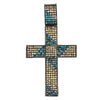 Blue & Yellow Zag CZ Cross Iced Out Pendant HipHopBling