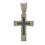 Double Cross Canary & Black CZ Iced Out Pendant HipHopBling
